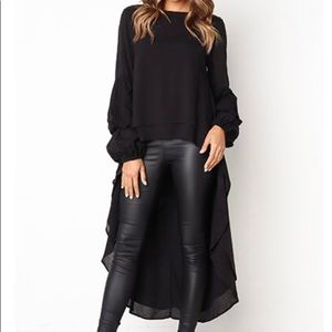 Black puffy long sleeve top